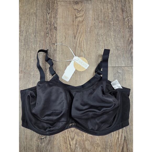 ELOMI EL8041 Energise Underwire Sports Bra Black Stretch Satin 40DDD - Picture 1 of 8